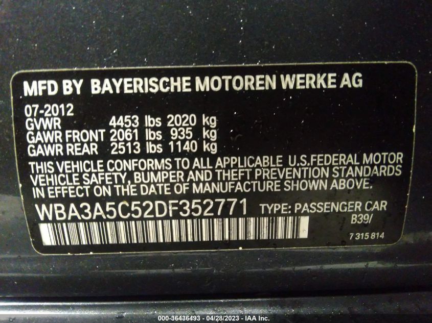 2013 BMW 328I WBA3A5C52DF352771