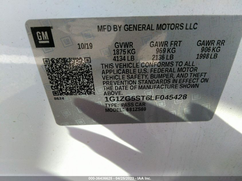 2020 CHEVROLET MALIBU RS - 1G1ZG5ST6LF045428