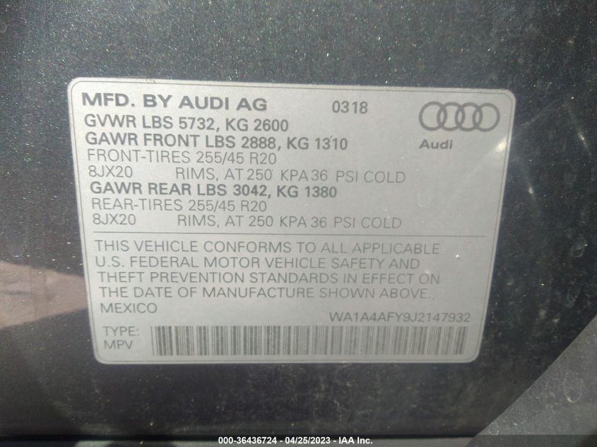 2018 AUDI SQ5 PREMIUM PLUS - WA1A4AFY9J2147932