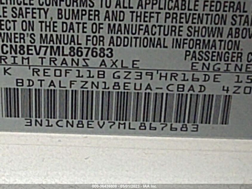 2021 NISSAN VERSA SV - 3N1CN8EV7ML867683