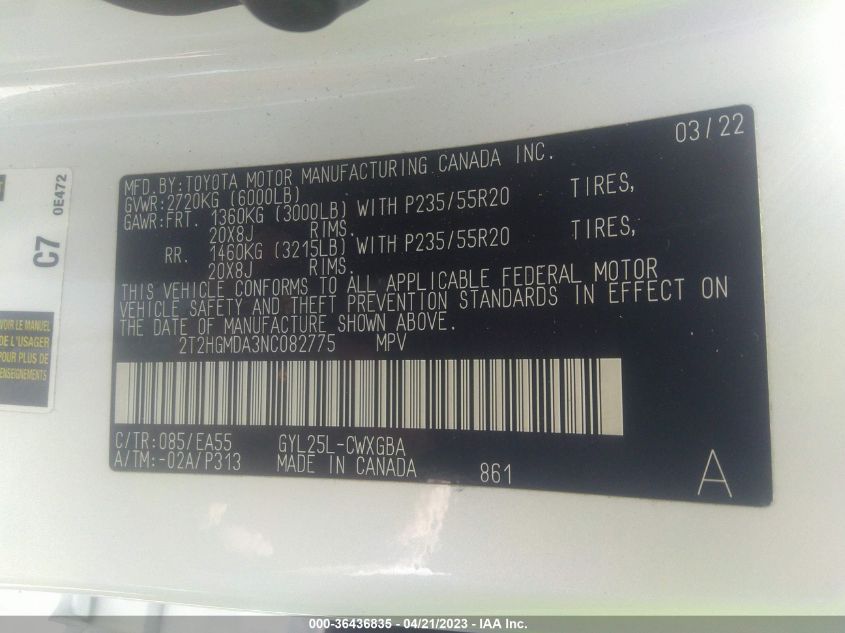 2022 LEXUS RX RX 450H - 2T2HGMDA3NC082775