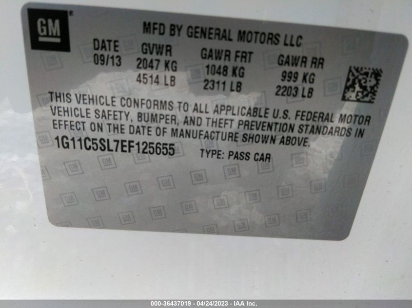 2014 CHEVROLET MALIBU LT - 1G11C5SL7EF125655