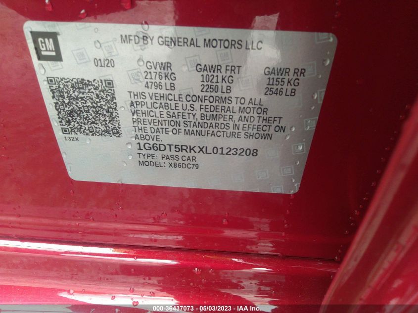 2020 CADILLAC CT5 PREMIUM LUXURY 1G6DT5RKXL0123208