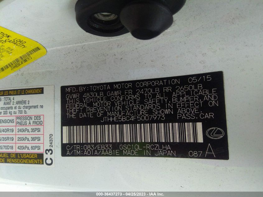 2015 LEXUS RC 350 - JTHHE5BC4F5007973