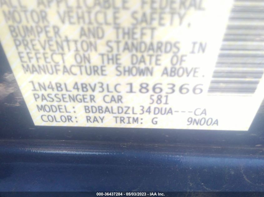 2020 NISSAN ALTIMA 2.5 S - 1N4BL4BV3LC186366