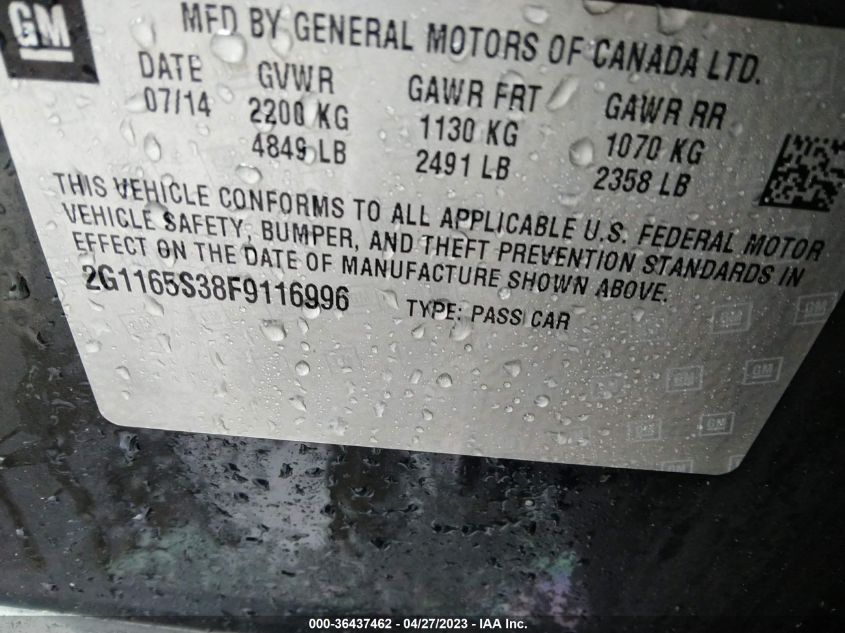 2015 CHEVROLET IMPALA LTZ - 2G1165S38F9116996