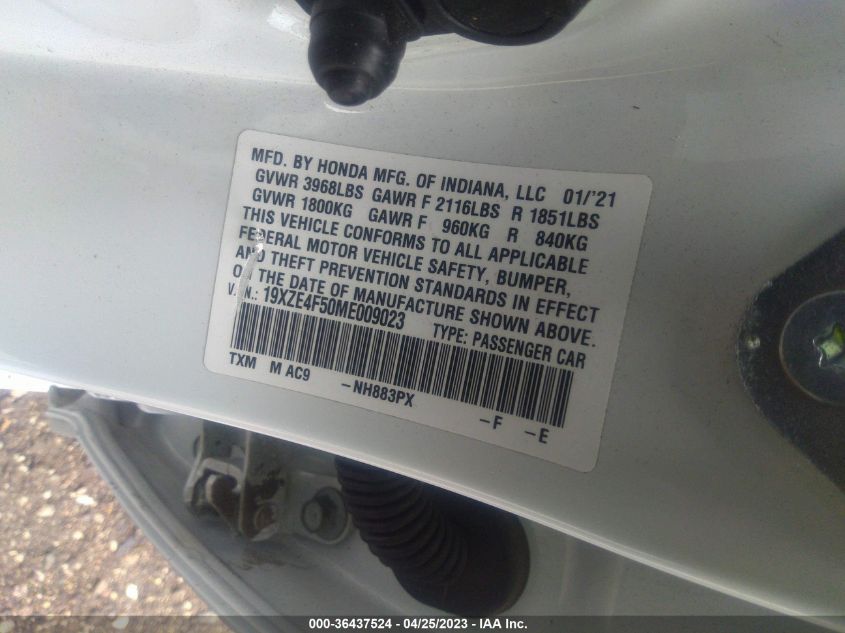 2021 HONDA INSIGHT EX 19XZE4F50ME009023