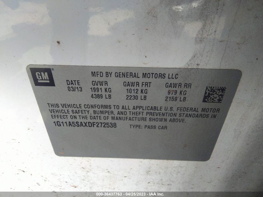 2013 CHEVROLET MALIBU LS - 1G11A5SAXDF272538
