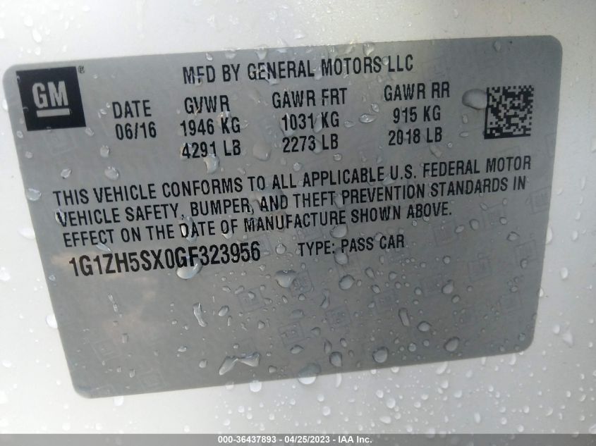 2016 CHEVROLET MALIBU PREMIER - 1G1ZH5SX0GF323956