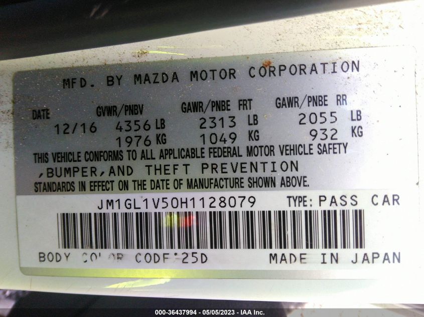 2017 MAZDA MAZDA6 TOURING - JM1GL1V50H1128079
