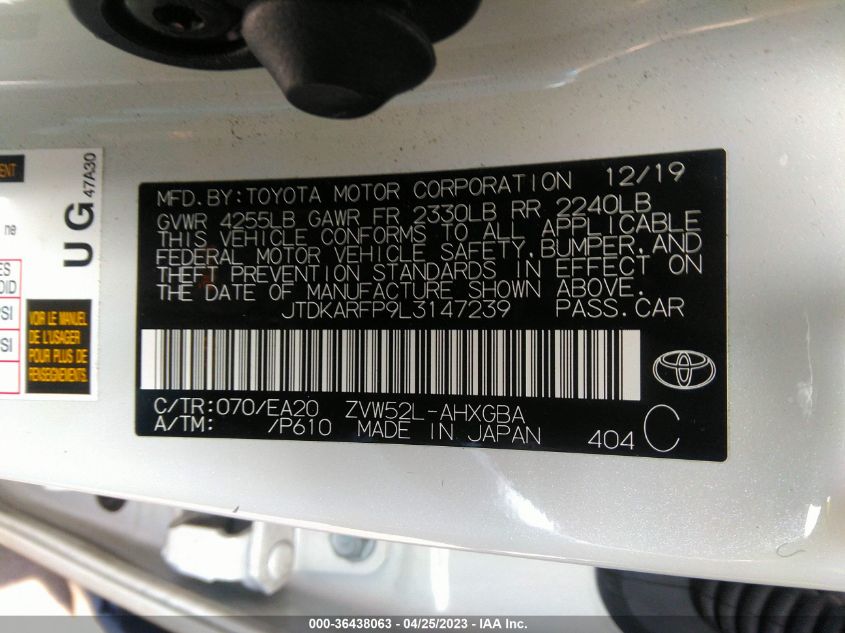 2020 TOYOTA PRIUS PRIME XLE - JTDKARFP9L3147239