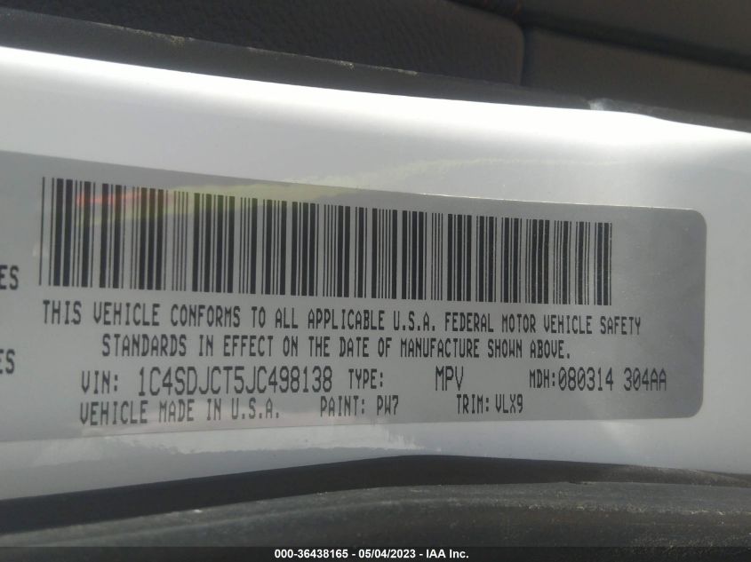 2018 DODGE DURANGO R/T - 1C4SDJCT5JC498138