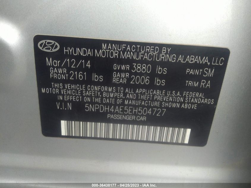 2014 HYUNDAI ELANTRA SE - 5NPDH4AE5EH504727