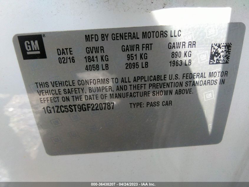 2016 CHEVROLET MALIBU LS - 1G1ZC5ST9GF220787