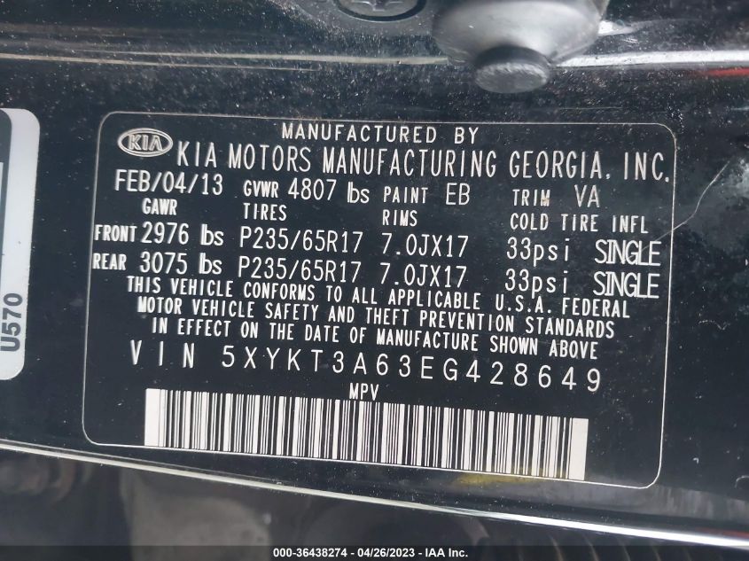 2014 KIA SORENTO LX - 5XYKT3A63EG428649