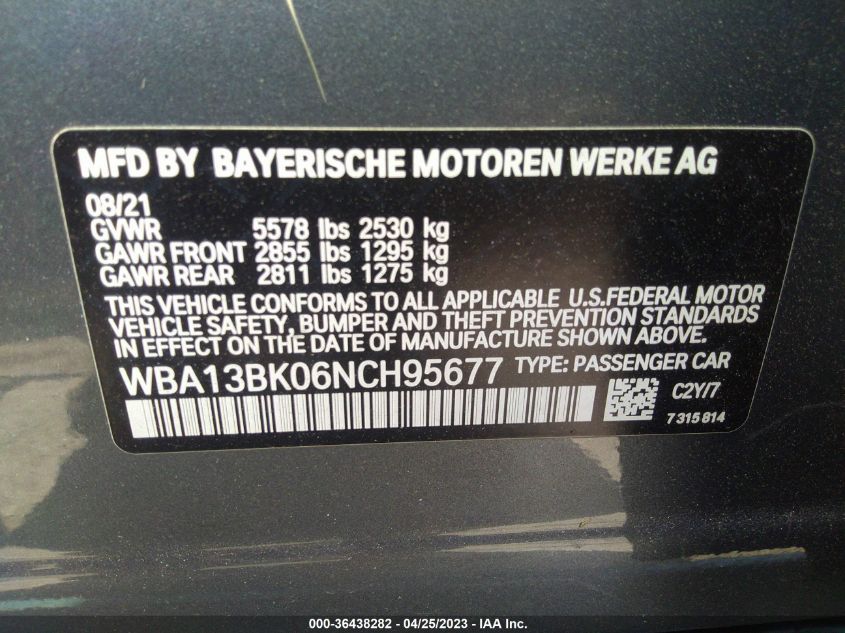 2022 BMW 5 SERIES M550I XDRIVE - WBA13BK06NCH95677