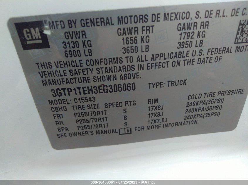 2014 GMC SIERRA 1500 - 3GTP1TEH3EG306060