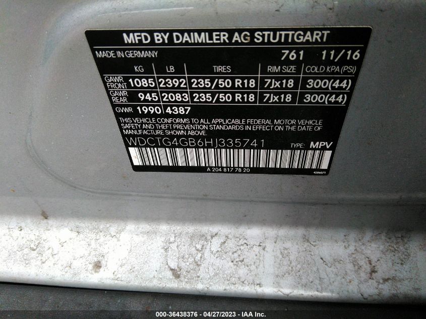 2017 MERCEDES-BENZ GLA GLA 250 - WDCTG4GB6HJ335741