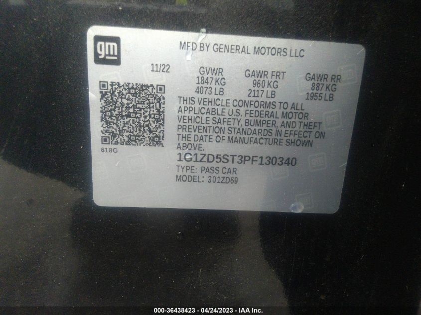2023 CHEVROLET MALIBU LT - 1G1ZD5ST3PF130340
