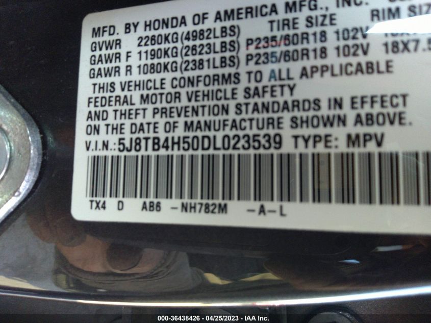 2013 ACURA RDX TECH PKG - 5J8TB4H50DL023539