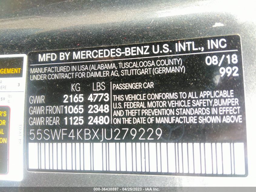 2018 MERCEDES-BENZ C-CLASS C 300 - 55SWF4KBXJU279229
