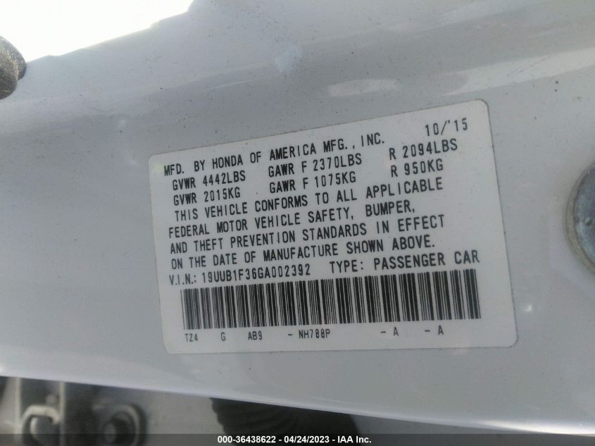 2016 ACURA TLX - 19UUB1F36GA002392