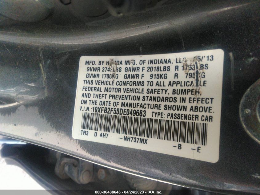 2013 HONDA CIVIC SDN LX - 19XFB2F55DE049663