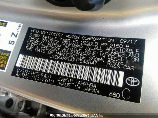 2017 TOYOTA PRIUS TWO/TWO ECO/THREE - JTDKARFU0H3543847