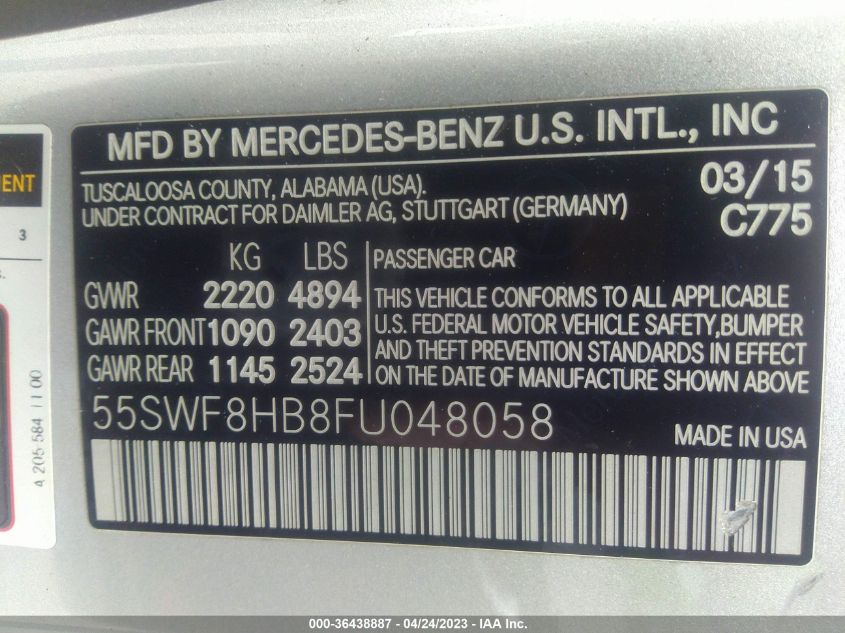 2015 MERCEDES-BENZ C-CLASS AMG C 63 S - 55SWF8HB8FU048058