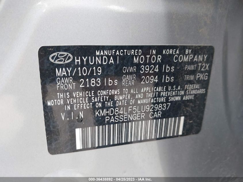 2020 HYUNDAI ELANTRA VALUE EDITION - KMHD84LF5LU929837