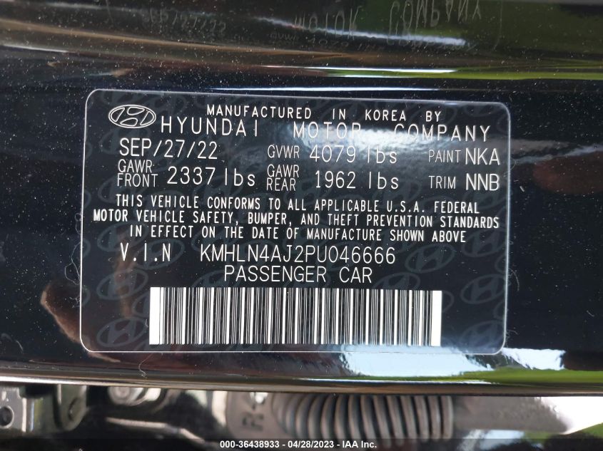 2023 HYUNDAI ELANTRA HYBRID LIMITED KMHLN4AJ2PU046666