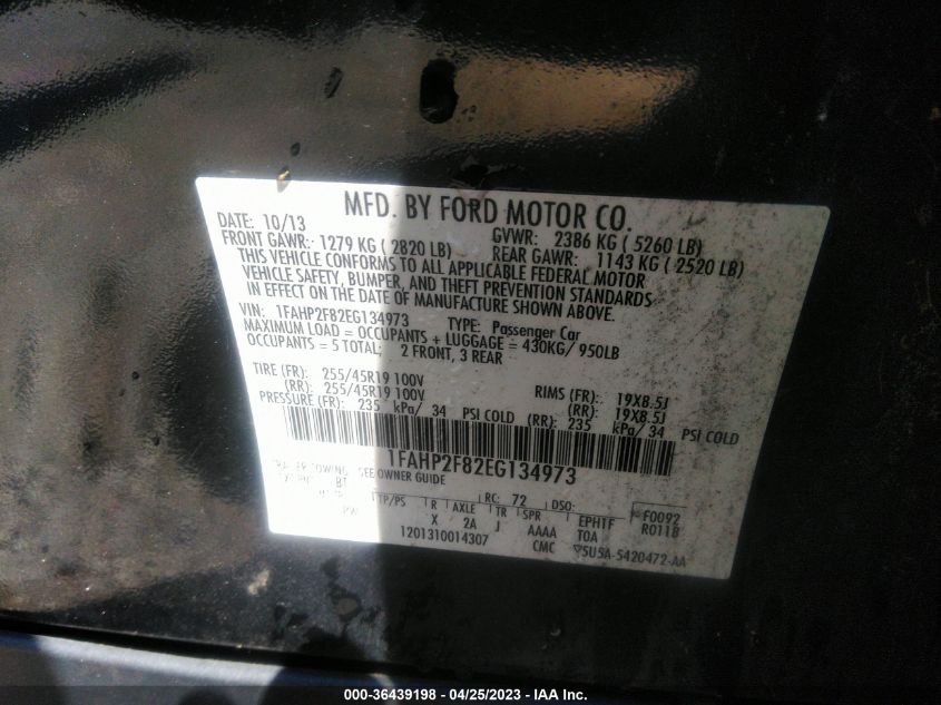 2014 FORD TAURUS LIMITED - 1FAHP2F82EG134973