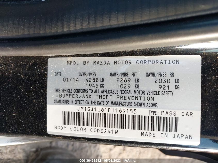 2015 MAZDA MAZDA6 I SPORT - JM1GJ1U61F1169155