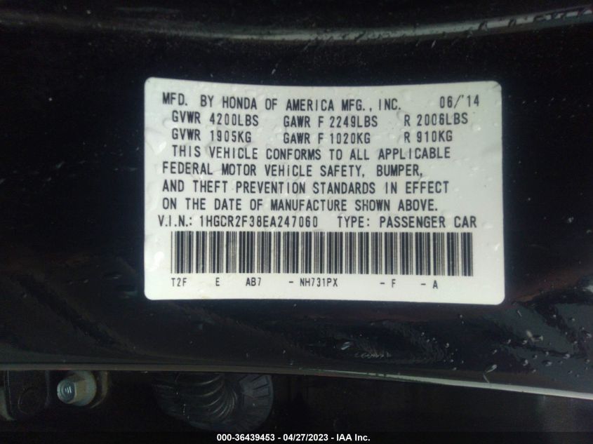 2014 HONDA ACCORD SEDAN LX - 1HGCR2F38EA247060