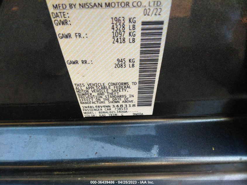 2022 NISSAN ALTIMA 2.5 S - 1N4BL4BV4NN348318