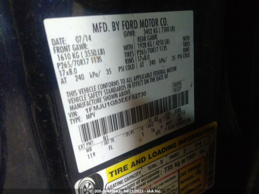 2014 FORD EXPEDITION XL - 1FMJU1G53EEF52730
