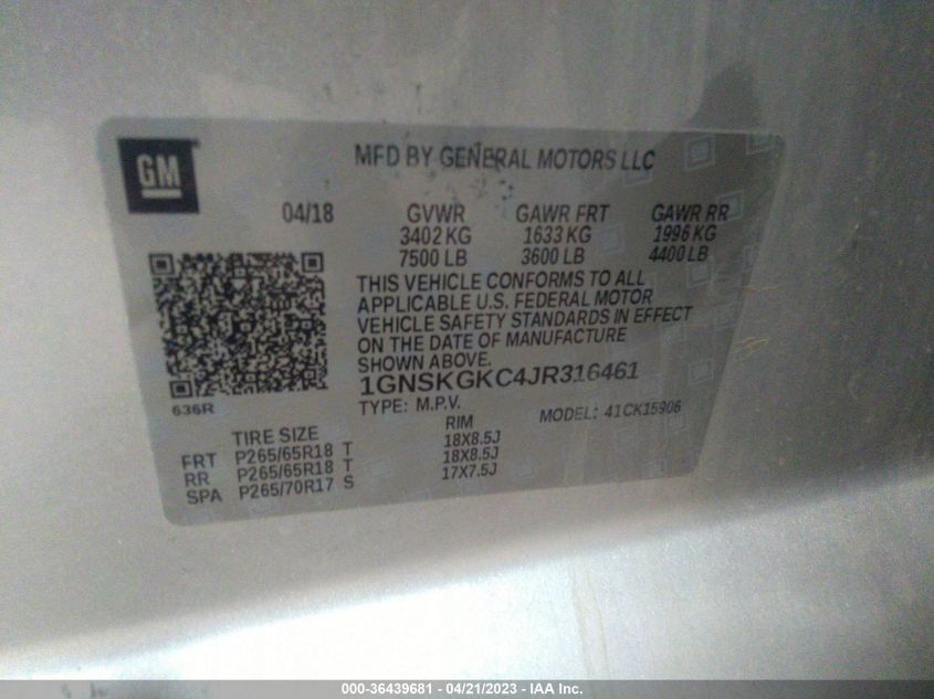 2018 CHEVROLET SUBURBAN LS - 1GNSKGKC4JR316461