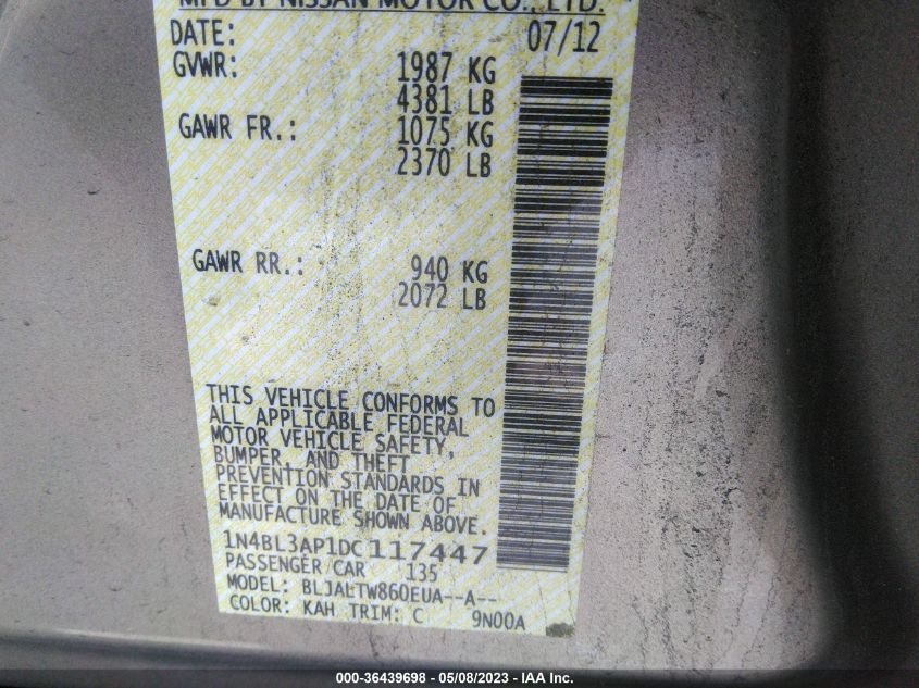 2013 NISSAN ALTIMA 3.5 SV - 1N4BL3AP1DC117447