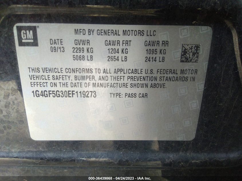 2014 BUICK LACROSSE PREMIUM II - 1G4GF5G30EF119273