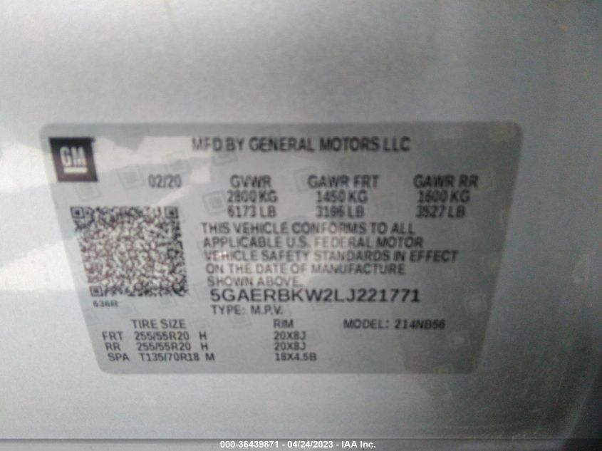 2020 BUICK ENCLAVE ESSENCE - 5GAERBKW2LJ221771