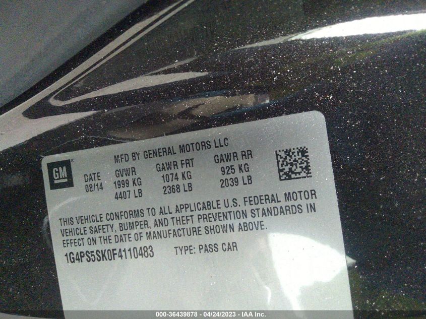 2015 BUICK VERANO LEATHER GROUP - 1G4PS5SK0F4110483