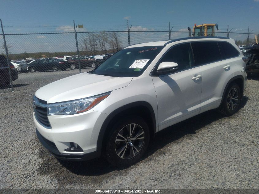 2016 TOYOTA HIGHLANDER XLE - 5TDJKRFH4GS351937