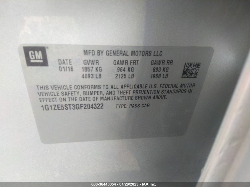 2016 CHEVROLET MALIBU LT - 1G1ZE5ST3GF204322