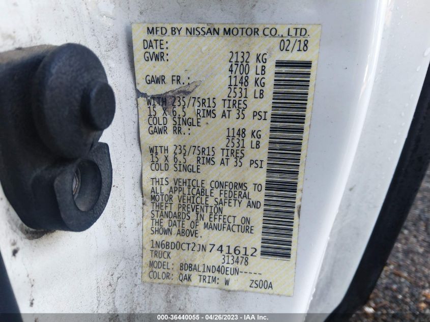 2018 NISSAN FRONTIER S - 1N6BD0CT2JN741612