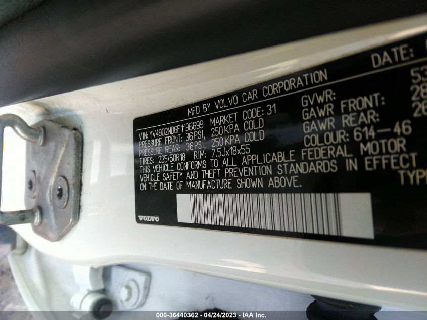 2015 VOLVO XC70 T6 PLATINUM - YV4902ND6F1196699