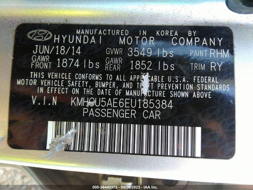 2014 HYUNDAI ACCENT SE - KMHCU5AE6EU185384