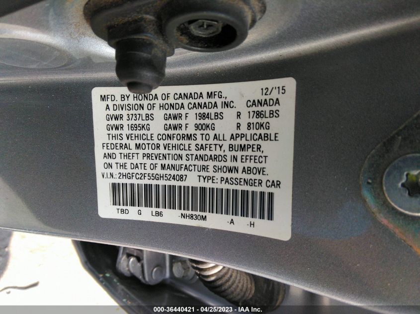 2016 HONDA CIVIC SEDAN LX - 2HGFC2F55GH524087