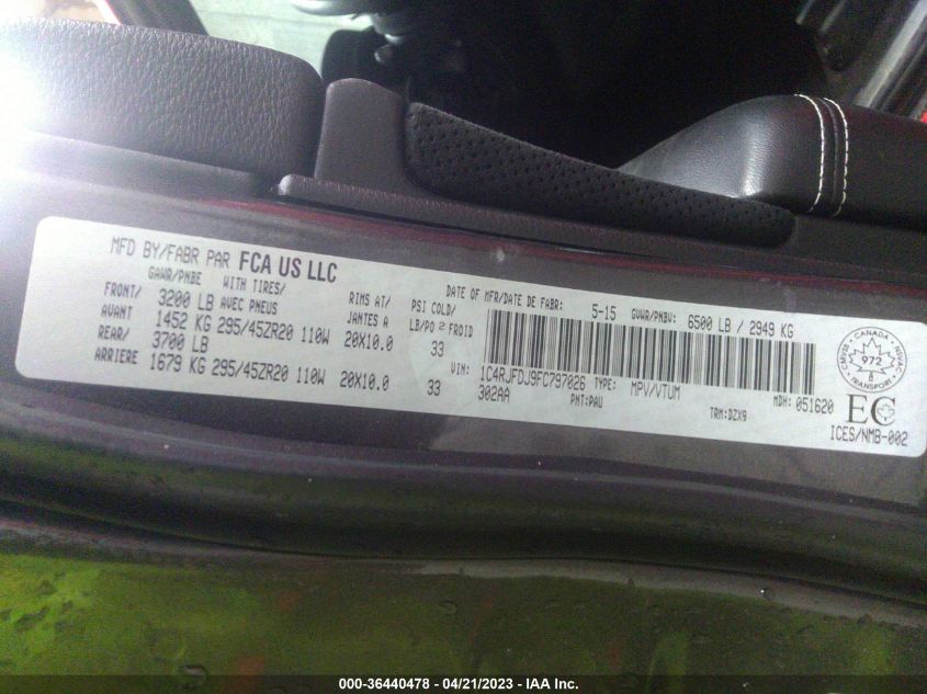 2015 JEEP GRAND CHEROKEE SRT - 1C4RJFDJ9FC797026