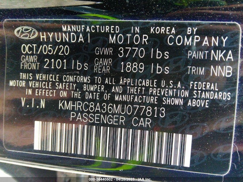 2021 HYUNDAI VENUE SEL - KMHRC8A36MU077813