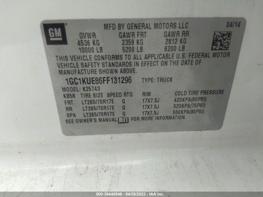2015 CHEVROLET SILVERADO 2500HD WORK TRUCK - 1GC1KUE86FF131296